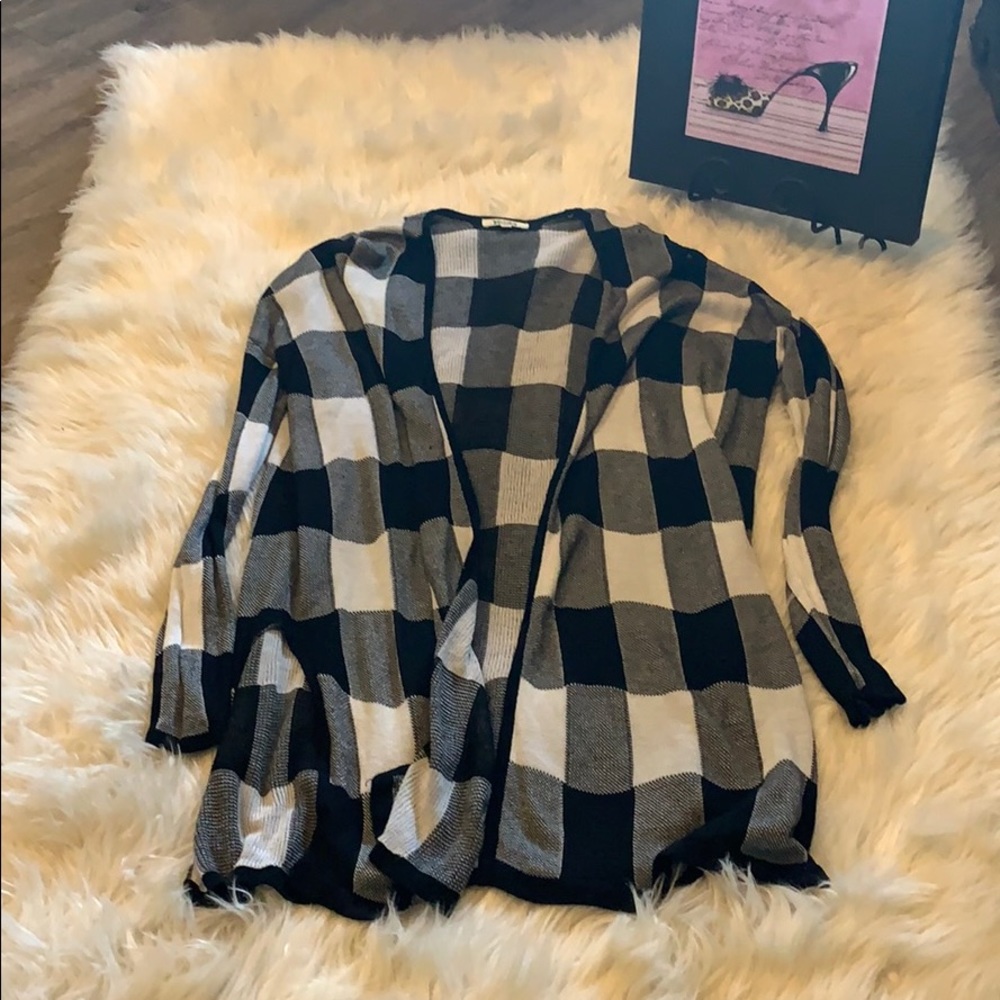 Mudd Black white checkered cardigan